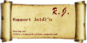 Rapport Jolán névjegykártya