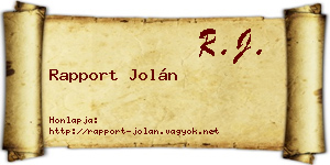Rapport Jolán névjegykártya